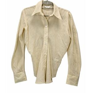 Lvir womens small shirt wool yellow lightweight sheer blouse art wear top